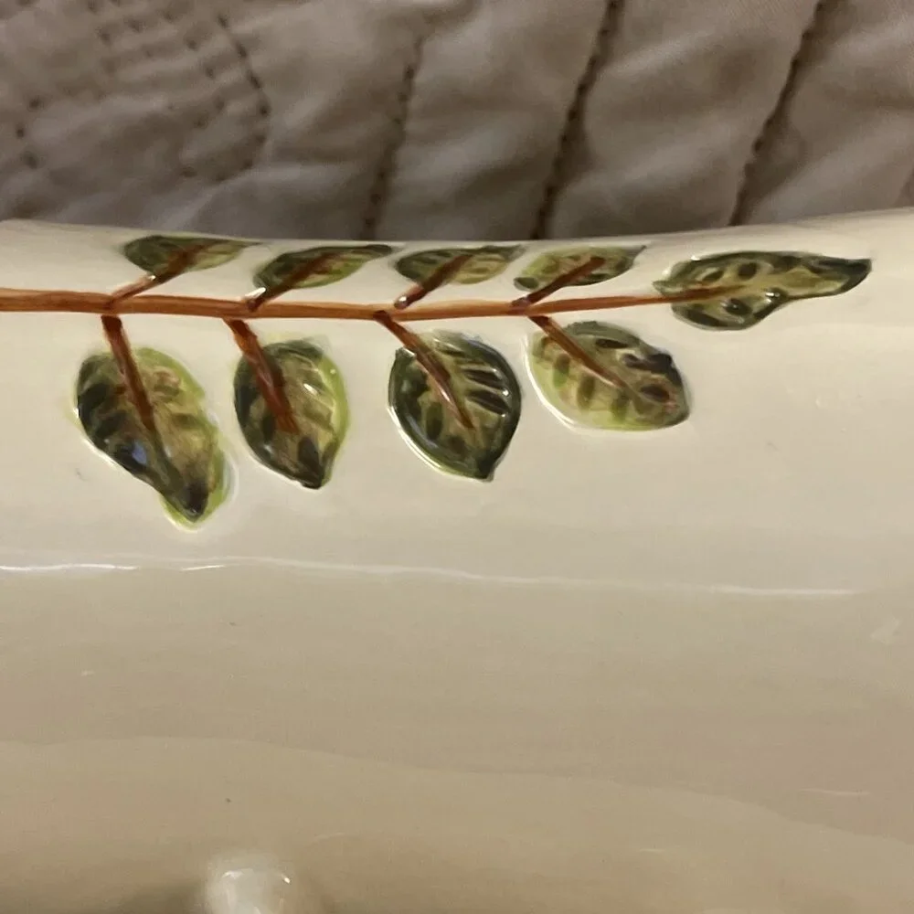 NEW W/ Acorn Charm Starbucks 2007 Ceramic Tree Leaves Coffee Mug Cup 12oz.‎ Tan